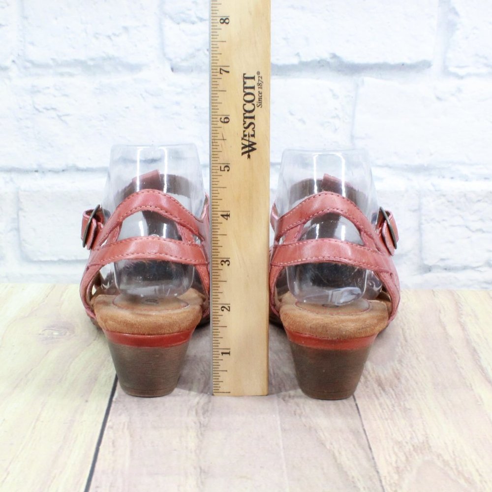 Cobb Hill by New Balance Pink Leather Gladiator T Strap Heeled Sandals Size 9 M - Picture 8 of 10
